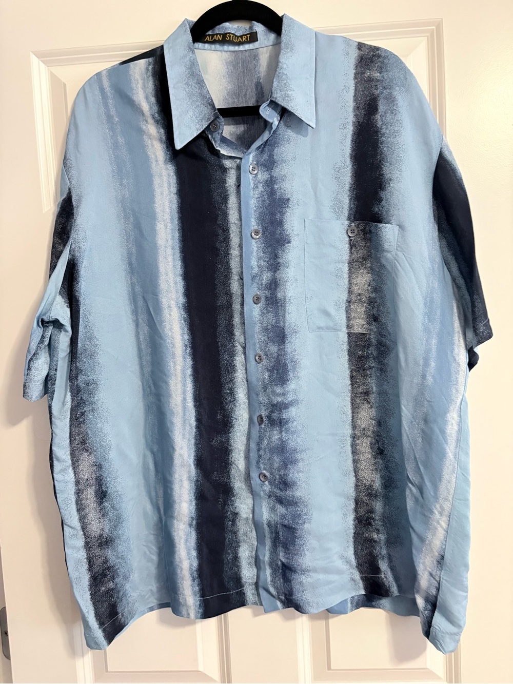 Alan Stuart Sky and Navy Vertical Stripe Button-Down Shirt